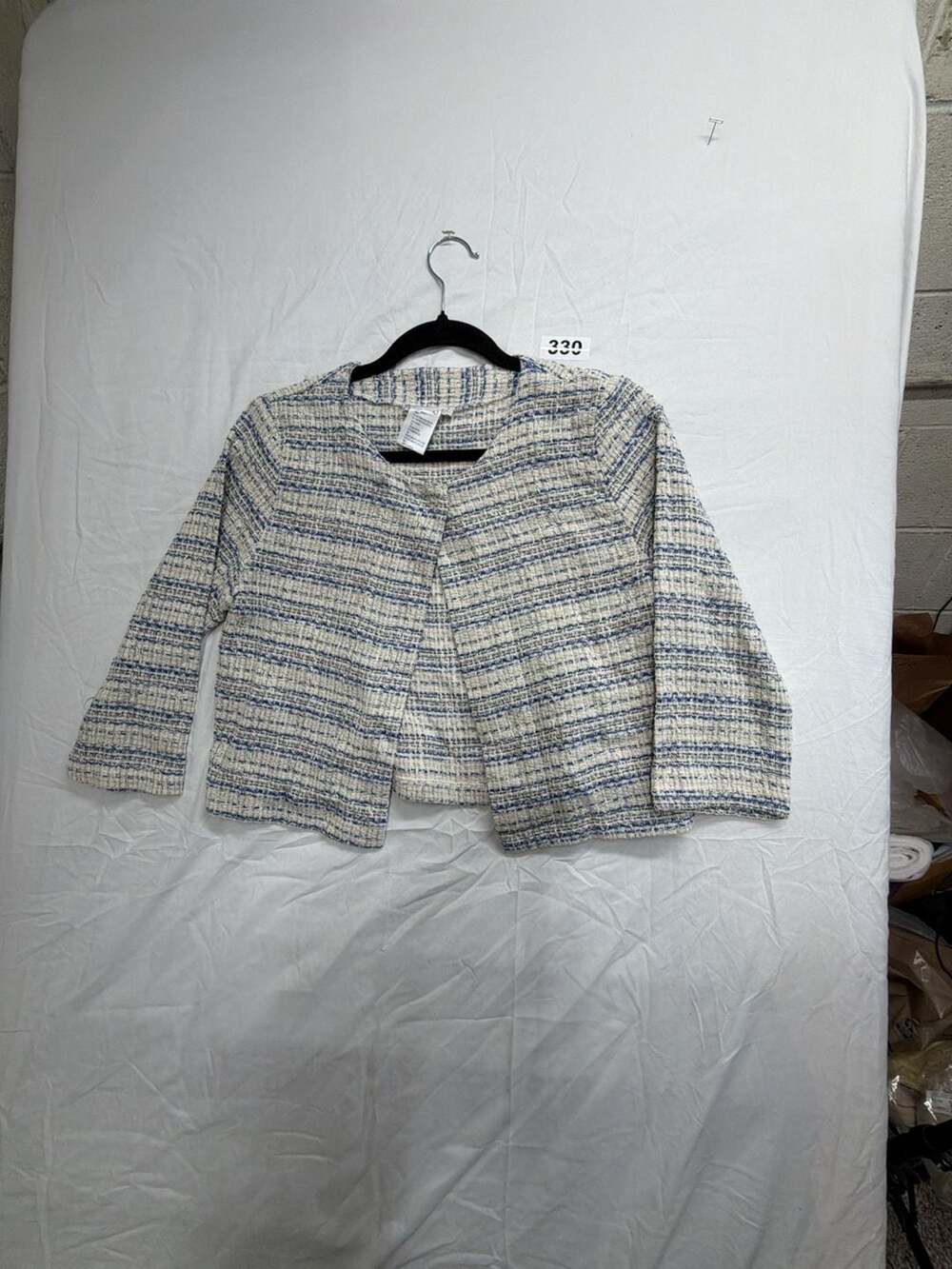 SusyMix Made in Italy Blue and White Striped Tweed Jacket Size M